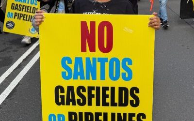 Gomeroi, unions and MPs protest Santos Pilliga gas project