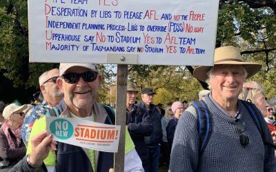 Thousands protest ‘wasteful’ stadium funding plan