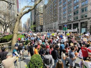 Protesters Rally in Front of NYC Public Library in Nationwide Anti-Trump Action