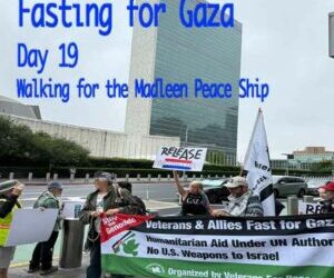 Fasting for Gazans — Kathy Kelly / Madleen Peace Boat — Day 19
