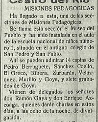 Un relato novelado de la llegada de las Misiones Pedagógicas a un pueblo del Bajo Aragón