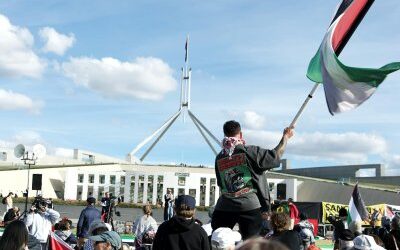 Protesters converge on Canberra to demand Labor sanctions genocidal Israel
