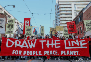 Draw the line movment: Thousands of people mobilized to protest canadian government project to exploit indigenous lands