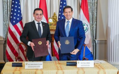 El canciller Rubén Ramírez Lezcano y el secretario de Estado de EEUU Marco Rubio firmaron un acuerdo de cooperación militar