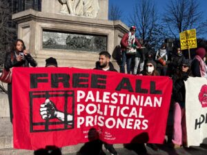 In New York as well there is a demonstration for Palestine